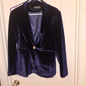 Vintage Blue Velvet Button Blazer